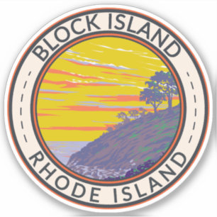 Block Island Rhode Island Travel Art Vintage Sticker