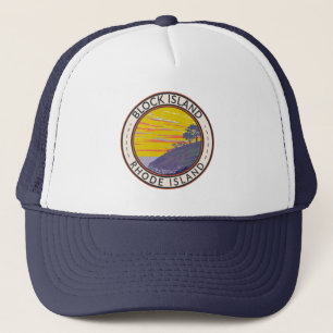 Block Island Rhode Island Travel Art Vintage Trucker Pet