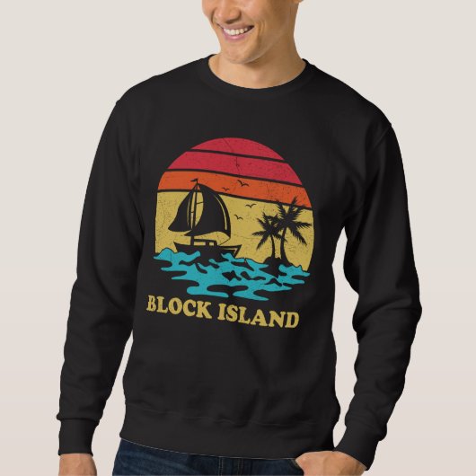 Block Island Sailing  Palm Tree Sailboat Sa Trui (Voorkant)