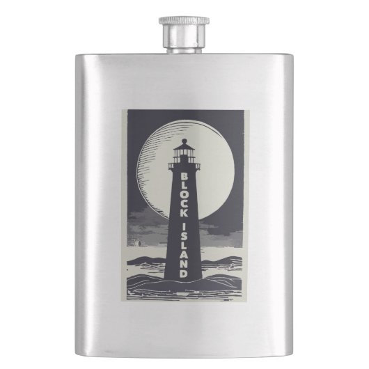Block Island Vuurtoren Rhode Island Moon Flacon (Voorkant)