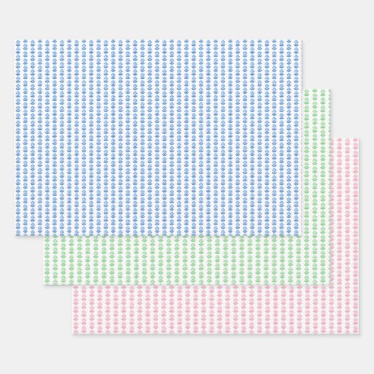 Block Print Flowers Wrapping Paper (Set)