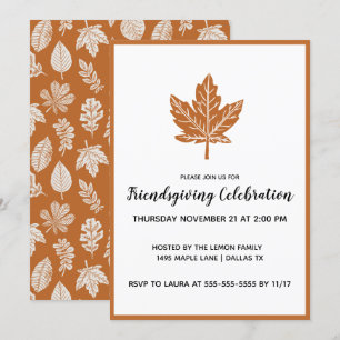 Block Print Maple Leaf Friendsgiving Kaart