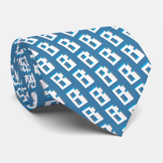 Block retro graphic letter B monogram pattern tie Stropdas (Opgerold)