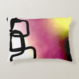 Blockchain: Abstract Roze, Geel, Zwart & Wit Accent Kussen