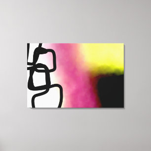 Blockchain: Abstract Roze, Geel, Zwart & Wit Canvas Afdruk