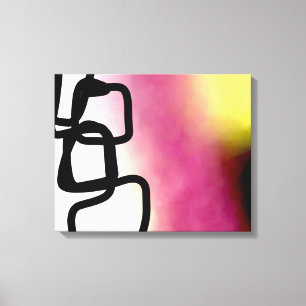 Blockchain: Abstract Roze, Geel, Zwart & Wit Canvas Afdruk
