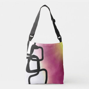 Blockchain: Abstract Roze, Geel, Zwart & Wit Crossbody Tas