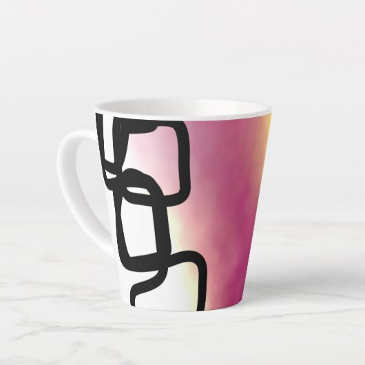 Blockchain: Abstract Roze, Geel, Zwart & Wit Latte Mok (Linkerhoek)