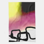 Blockchain: Abstract Roze, Geel, Zwart & Wit Theedoek (Verticaal)