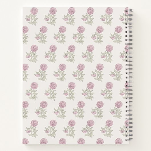 Blockprint geïnspireerd roze floral notitieboek (Achterkant)