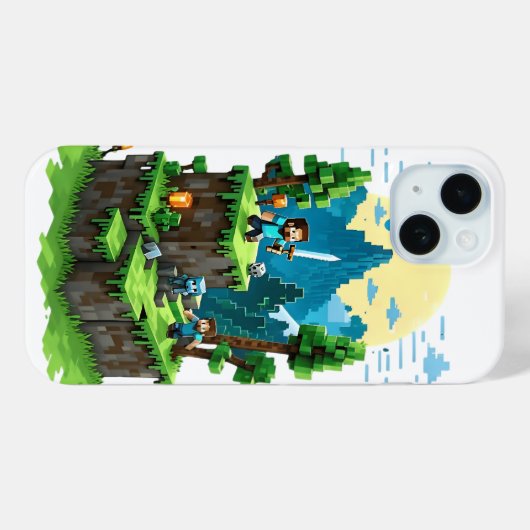 BlockQuest Adventures - Pixel Art iPhone 15 coque (Verso (horizontal))