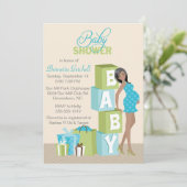 Blocks Baby shower Invitation African American Boy (Debout devant)