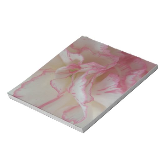 Blocnote met witte en roze anjer (Gedraaid)