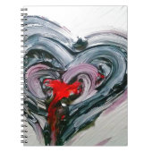 Blocnote met zwart en rood hart notitieboek (Voorkant)