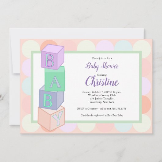 Blocs Baby shower Invitation (Devant)