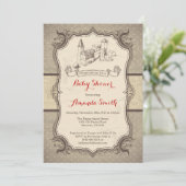 Blocs Baby shower Invitation Vintage Rétro (Debout devant)