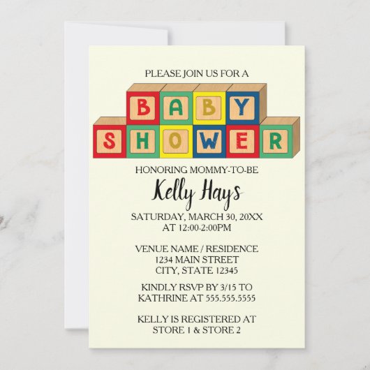 Blocs bébé Baby shower Invitation (Devant)