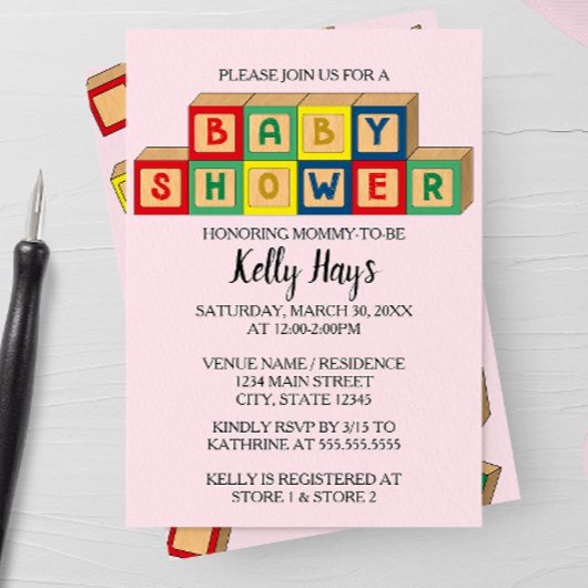 Blocs bébé Baby shower Invitation