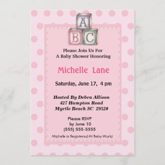 Blocs bébé Jeune fille Douche Invitation
