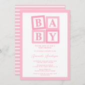 Blocs Bébé rose Fille Baby shower Invitation (Devant / Derrière)