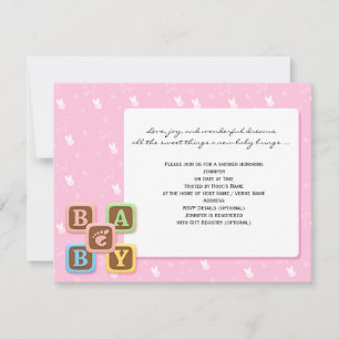 Blocs bébé sur Invitation Baby shower rose
