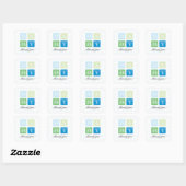 Blocs bleu et vert Baby shower Favoriser Sticker (Feuille)