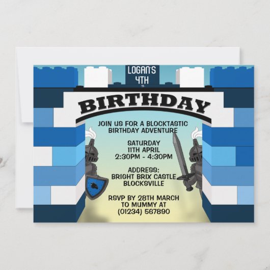 Blocs Bleus Castle Invitations d'anniversaire (Devant)