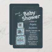 Blocs Bleus Chalkboard Baby shower Invitation (Devant / Derrière)