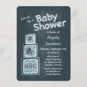 Blocs Bleus Chalkboard Baby shower Invitation