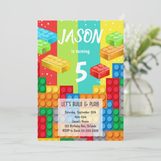 Blocs Colorés Invitation Anniversaire (Debout devant)