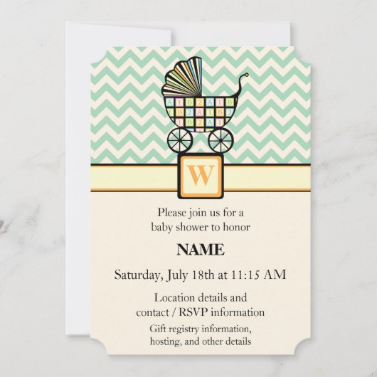 Blocs de bébé Baby shower de poussette Invitation (Devant)