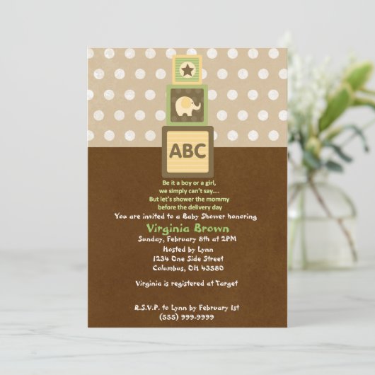 Blocs de bébé Invitation de douche (Debout devant)