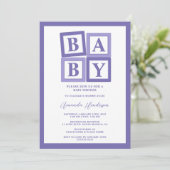 Blocs de bébé pourpre Invitation Baby shower fille (Debout devant)