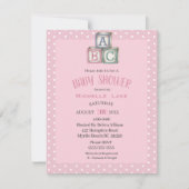 Blocs de bébé rose et blanc Invitation à la douche (Devant)