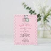 Blocs de bébé rose et blanc Invitation à la douche (Debout devant)