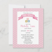 Blocs de bébé rose Fille Douche Invitation (Devant)