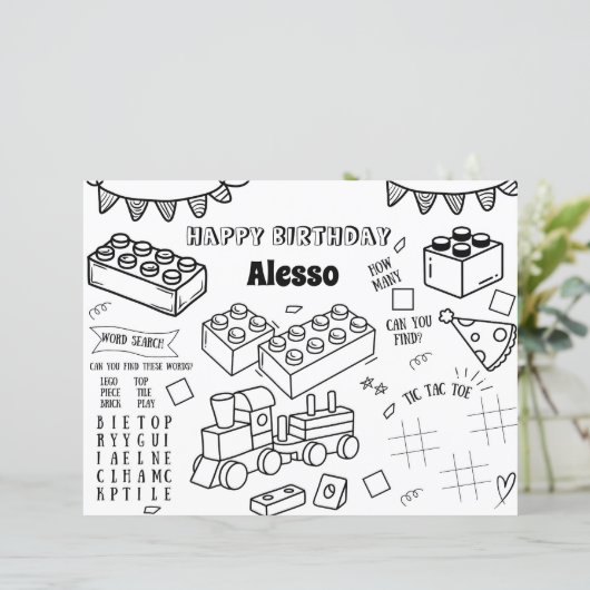 Blocs de construction Anniversaire Page de coloria (Debout devant)