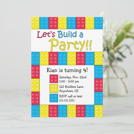 Blocs de construction Invitation d'anniversaire (Debout devant)