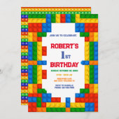 Blocs de construction Invitation d'anniversaire, b (Devant / Derrière)