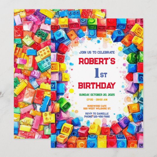 Blocs de construction Invitation d'anniversaire, b (Devant / Derrière)