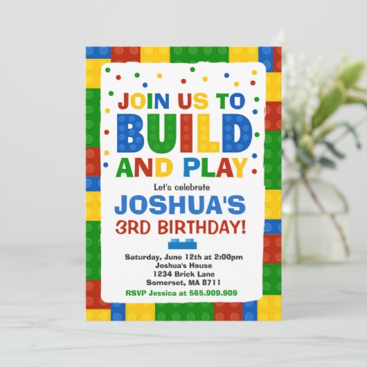 Blocs de construction Invitation d'anniversaire Br (Debout devant)