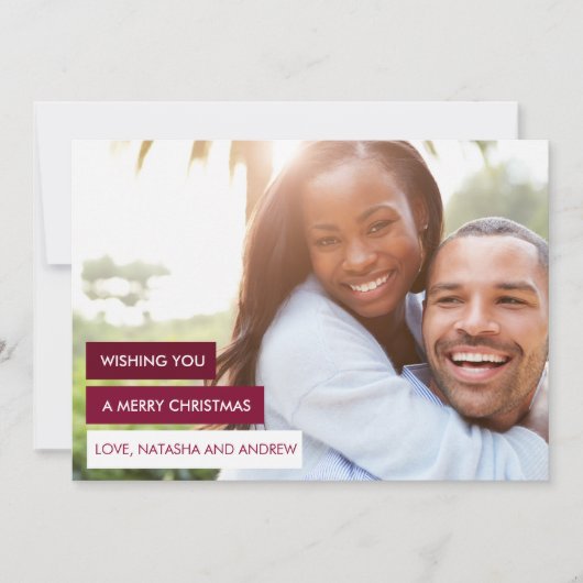 Blocs de couleurs modernes Carte photo de Noël rou (Devant)