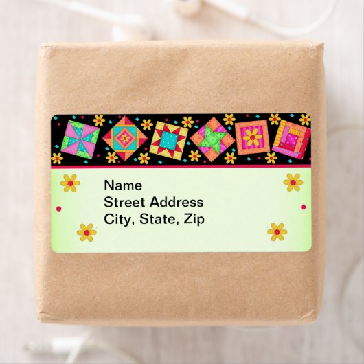 Blocs de courtepointe Étiquette d'expédition noir  (En situation)