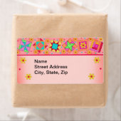 Blocs de courtepointe Orange Coral Étiquette d'exp (En situation)