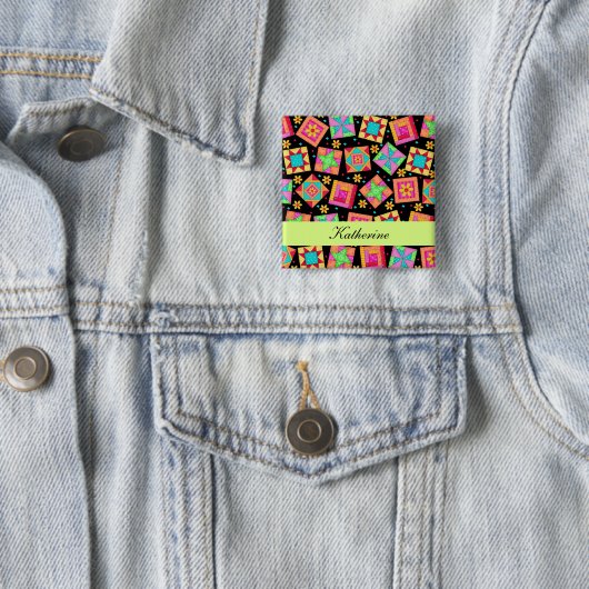 Blocs de surface en Patchwork vert noir Nom Badge (En situation)