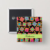 Blocs de surface en Patchwork vert noir Nom Badge (Devant & derrière)