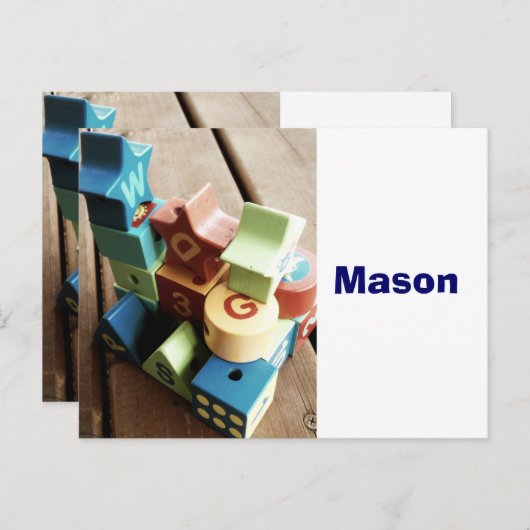 Blocs en bois ABC avec les cartes de sièges de nom (Devant / Derrière)