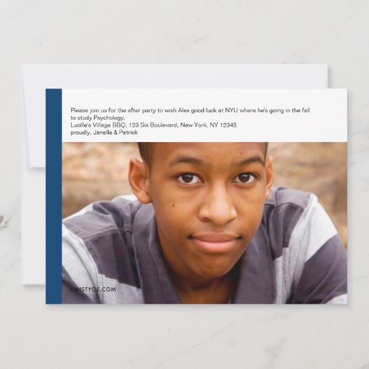 Blocs modernes en bleu 2 Photo Invitation (Dos)