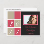 Blocs modernes Faire-part de graduation (rose) (Devant / Derrière)