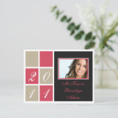 Blocs modernes Faire-part de graduation (rose) (Debout devant)